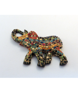 Imán de mosaico elefante multicolor