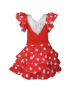 Vestido de sevillanas infantil rojo con lunares blancos