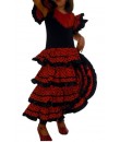 Traje de baile flamenco rosa con lunares negros