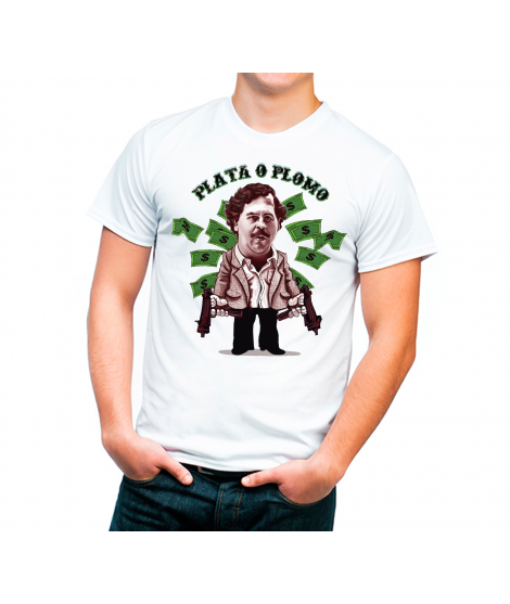 camiseta Pablo Escobar plata o plomo