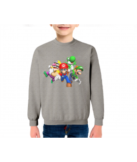 Super Mario Infantil Sudadera Algodón Color Gris Mezcla