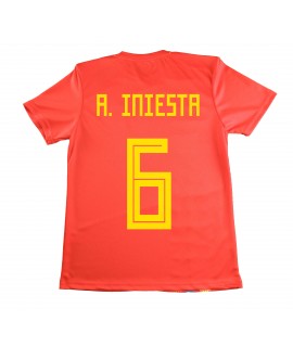 Camiseta Iniesta Réplica de España. Producto Oficial Licenciado Mundial Rusia 2018. Tallas Ajustadas, Consultar Medidas.