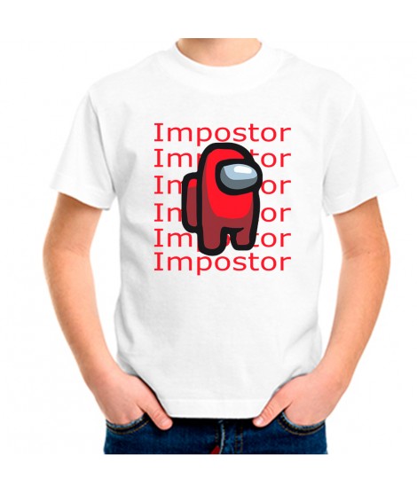 Camiseta para niño among us Gaming Impostor. Manga corta diseño estampado