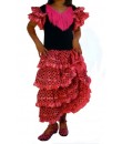 Traje de baile flamenco rosa con lunares negros
